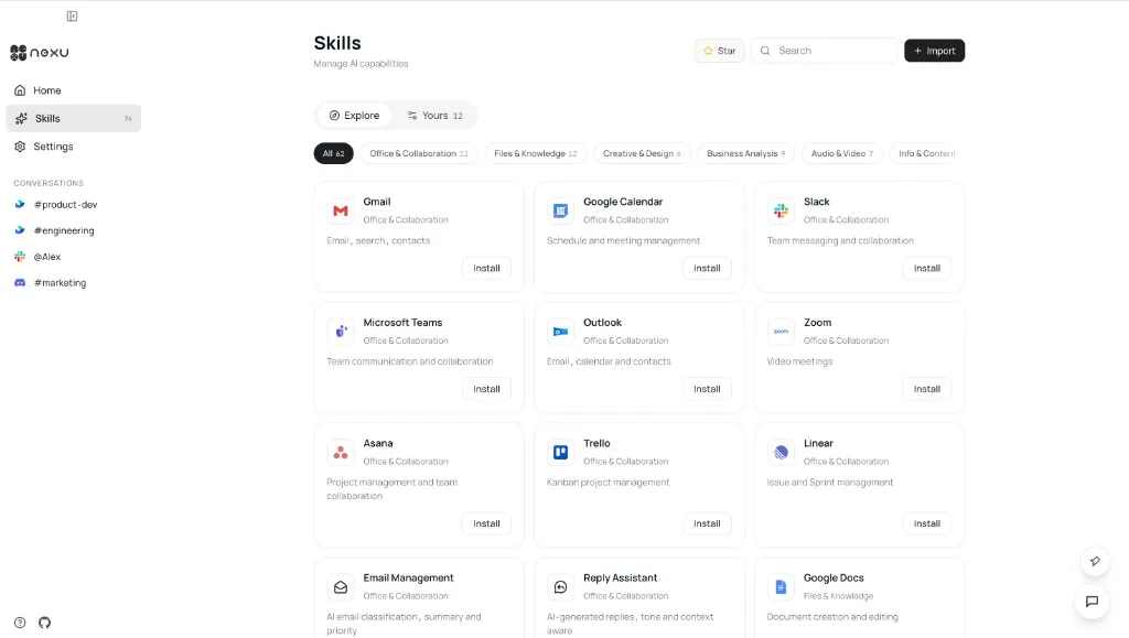 Skill catalog